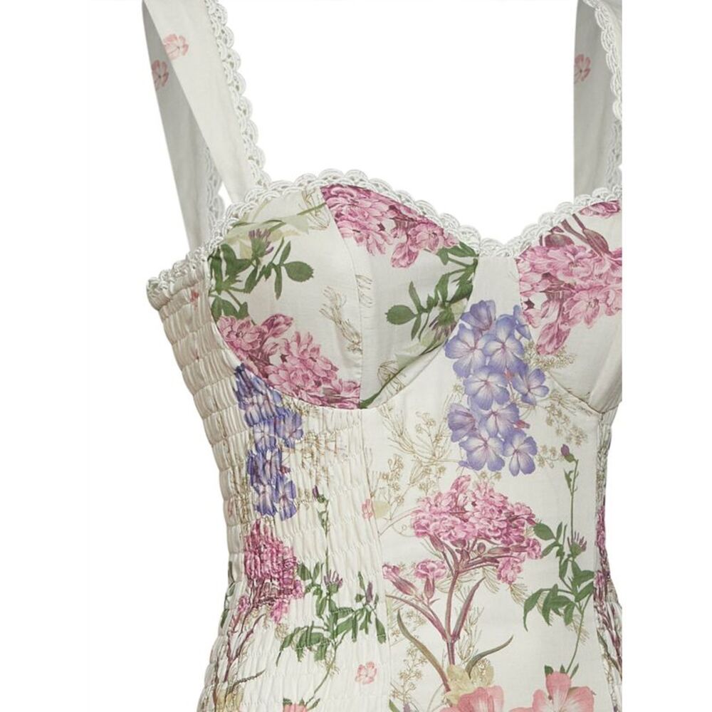 Charo Ruiz Ibiza Women Cream Printed Cotton Blend Sunil Bustier Mini Dress - Picture 3 of 3